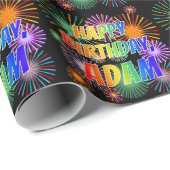 Voornaam "ADAM", afgekort "HAPPY BIRTHDAY" Cadeaupapier (Rol Hoek)