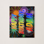 Voornaam "ADAM", afgekort "HAPPY BIRTHDAY" Legpuzzel (Verticaal)