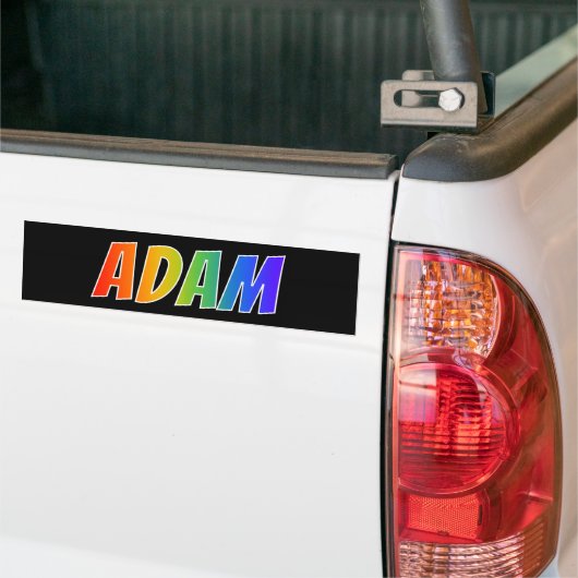 Voornaam "ADAM": Fun Rainbow-kleuren Bumpersticker (Op Truck)