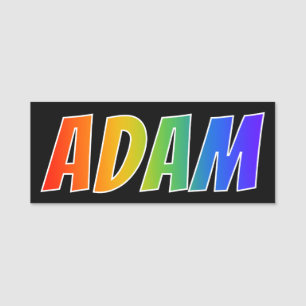 Voornaam "ADAM": Fun Rainbow-kleuren Naamplaatje
