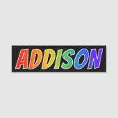 Voornaam "ADDISON": Fun Rainbow-kleuren Naamplaatje (Voorkant)