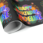 Voornaam "ADELINE", geun "HAPPY BIRTHDAY" Cadeaupapier (Rol Hoek)
