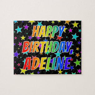 Voornaam "ADELINE", geun "HAPPY BIRTHDAY" Legpuzzel