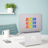 Voornaam "ADRIAN" w / Fun Rainbow Coloring Sticker (Laptop op bureau)