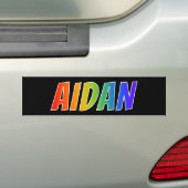 Voornaam "AIDAN": Fun Rainbow-kleuren Bumpersticker (Op auto)