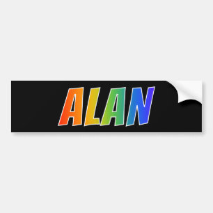 Voornaam "ALAN": Fun Rainbow-kleuren Bumpersticker