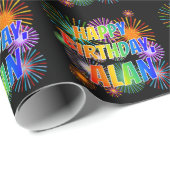 Voornaam "ALAN", geun "HAPPY BIRTHDAY" Cadeaupapier (Rol Hoek)