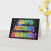 Voornaam "ALEJANDRO" Fun "HAPPY BIRTHDAY" Kaart (Gele Bloem)