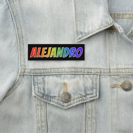 Voornaam "ALEJANDRO": Fun Rainbow-kleuren Naamplaatje (In situ)