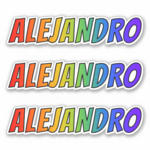 Voornaam "ALEJANDRO" w / Fun Rainbow Coloring Sticker