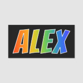Voornaam "ALEX": Fun Rainbow-kleuren Naamplaatje (Voorkant)