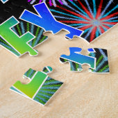 Voornaam "ALEX", geun "HAPPY BIRTHDAY" Legpuzzel (Zijkant)