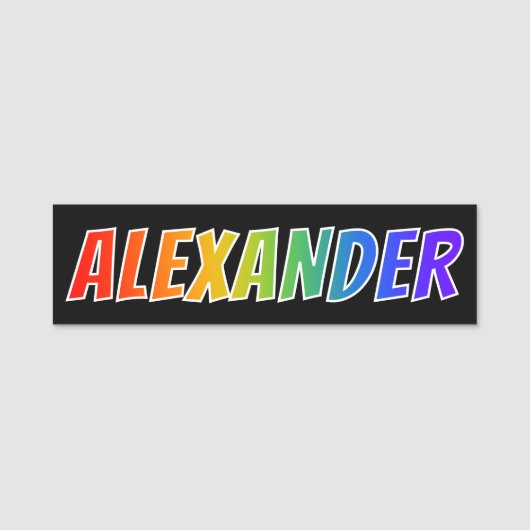 Voornaam "ALEXANDER": Fun Rainbow-kleuren Naamplaatje (Voorkant)