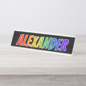 Voornaam "ALEXANDER": vun regenboogkleuren Bureau Naambordje (Voorkant)