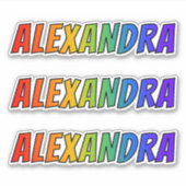 Voornaam "ALEXANDRA" w/ Fun Rainbow Coloring Sticker (Voorkant)