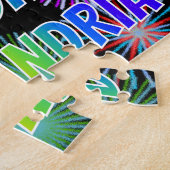 Voornaam "ALEXANDRIA", geun "HAPPY BIRTHDAY" Legpuzzel (Zijkant)