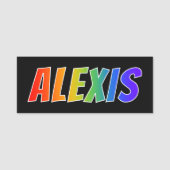 Voornaam "ALEXIS": Fun Rainbow-kleuren Naamplaatje (Voorkant)