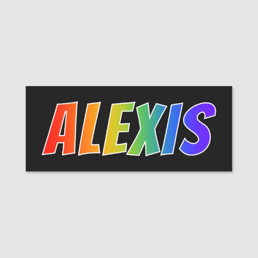 Voornaam "ALEXIS": Fun Rainbow-kleuren Naamplaatje (Voorkant)