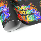 Voornaam "ALEXIS", geun "HAPPY BIRTHDAY" Cadeaupapier (Rol Hoek)