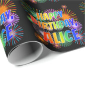 Voornaam "ALICE", geun "HAPPY BIRTHDAY" Cadeaupapier (Rol Hoek)