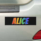 Voornaam "ALICE": vun regenboogkleuren Bumpersticker (Op auto)