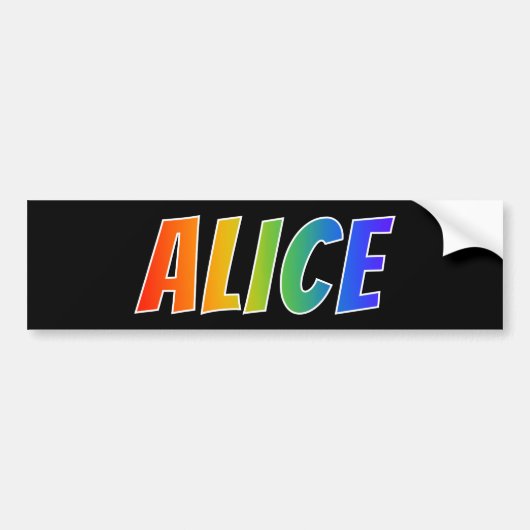 Voornaam "ALICE": vun regenboogkleuren Bumpersticker (Voorkant)