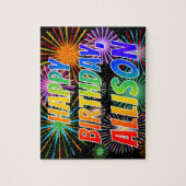 Voornaam "ALLISON", geun "HAPPY BIRTHDAY" Legpuzzel (Verticaal)