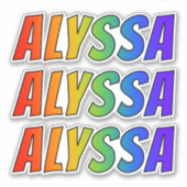 Voornaam "ALYSSA" w/ Fun Rainbow Coloring Sticker (Voorkant)