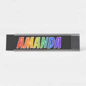 Voornaam "AMANDA": Fun Rainbow-kleuren Bureau Naambordje (Voorkant)