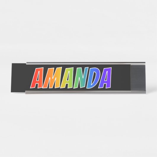 Voornaam "AMANDA": Fun Rainbow-kleuren Bureau Naambordje (Voorkant)