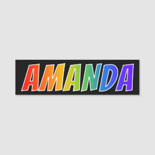 Voornaam "AMANDA": Fun Rainbow-kleuren Naamplaatje