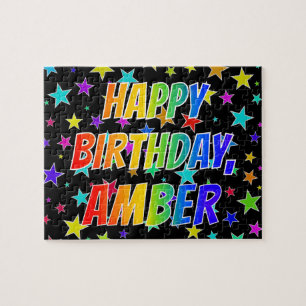 Voornaam AMBER, Fun "HAPPY BIRTHDAY" Legpuzzel