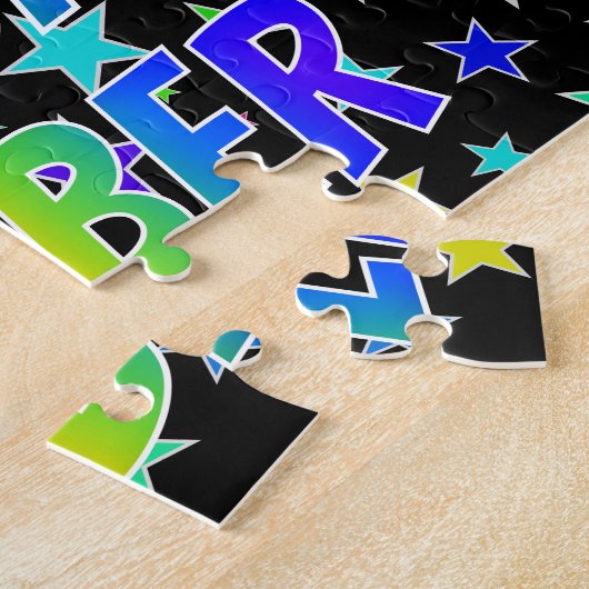 Voornaam AMBER, Fun "HAPPY BIRTHDAY" Legpuzzel (Zijkant)