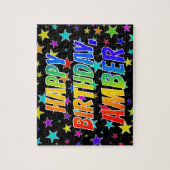 Voornaam AMBER, Fun "HAPPY BIRTHDAY" Legpuzzel (Verticaal)