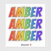 Voornaam "AMBER" w/ Fun Rainbow Coloring Sticker (Vel)