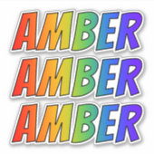 Voornaam "AMBER" w/ Fun Rainbow Coloring Sticker (Voorkant)