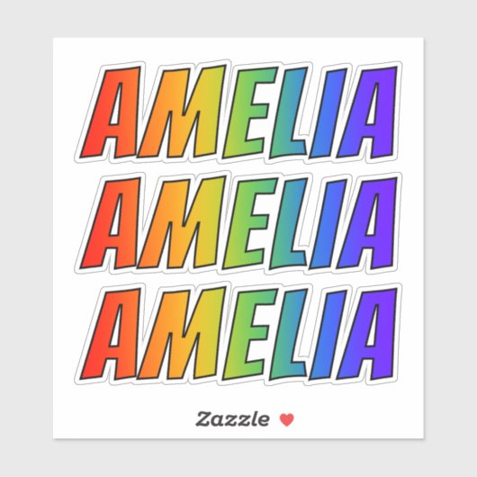 Voornaam "AMELIA" w / Fun Rainbow Coloring Sticker (Vel)