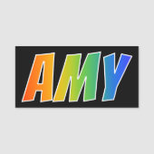 Voornaam "AMY": Fun Rainbow-kleuren Naamplaatje (Voorkant)
