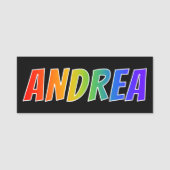 Voornaam "ANDREA": Fun Rainbow-kleuren Naamplaatje (Voorkant)