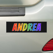 Voornaam "ANDREA": vun regenboogkleuren Bumpersticker (Op auto)