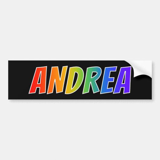 Voornaam "ANDREA": vun regenboogkleuren Bumpersticker (Voorkant)