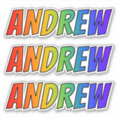 Voornaam "ANDREW" w/ Fun Rainbow Coloring Sticker (Voorkant)