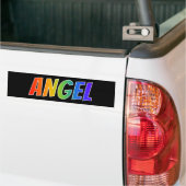 Voornaam "ANGEL": vun regenboogkleuren Bumpersticker (Op Truck)
