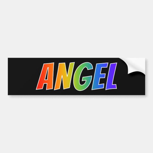 Voornaam "ANGEL": vun regenboogkleuren Bumpersticker (Voorkant)