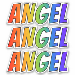 Voornaam "ANGEL" w/ Fun Rainbow Coloring Sticker