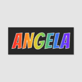 Voornaam "ANGELA": Fun Rainbow-kleuren Naamplaatje (Voorkant)
