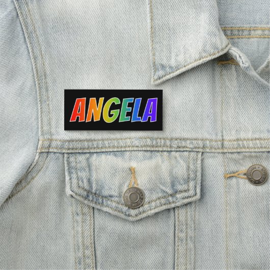 Voornaam "ANGELA": Fun Rainbow-kleuren Naamplaatje (In situ)