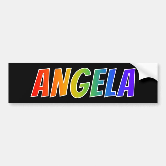 Voornaam "ANGELA": vun regenboogkleuren Bumpersticker (Voorkant)