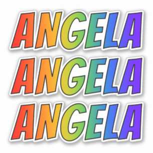 Voornaam "ANGELA" w / Fun Rainbow Coloring Sticker