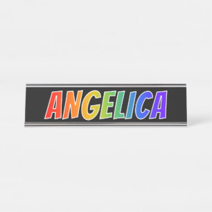 Voornaam "ANGELICA": vun regenboogkleuren Bureau Naambordje